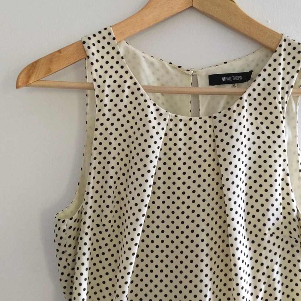 Cream and black polka dot fit and flare dress